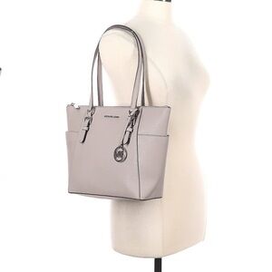 Michael Kors Leather Shoulder Bag - Zip Close - Gray